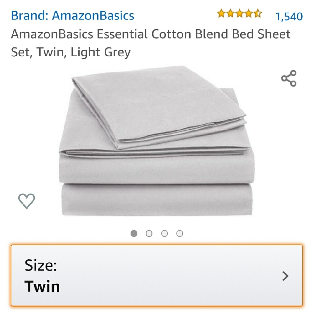 Amazon basics Twin sheet set Light Grey